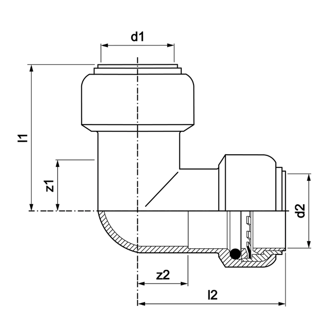 VSH Tectite - Cot 90° 2 x push DN10–DN25