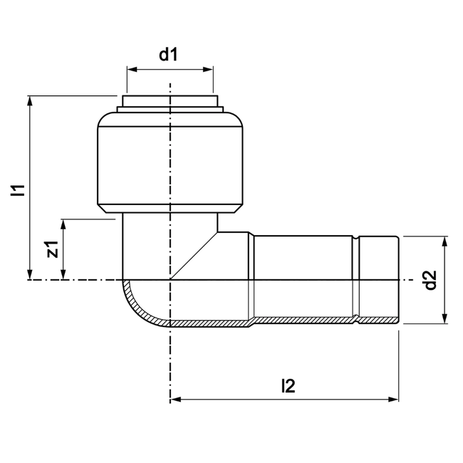 VSH Tectite - Cot 90° push x filet exterior DN10–DN25