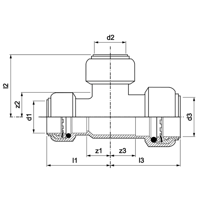 VSH Tectite - Teu cromat cu reducere dublă 3 x push 15x12x12