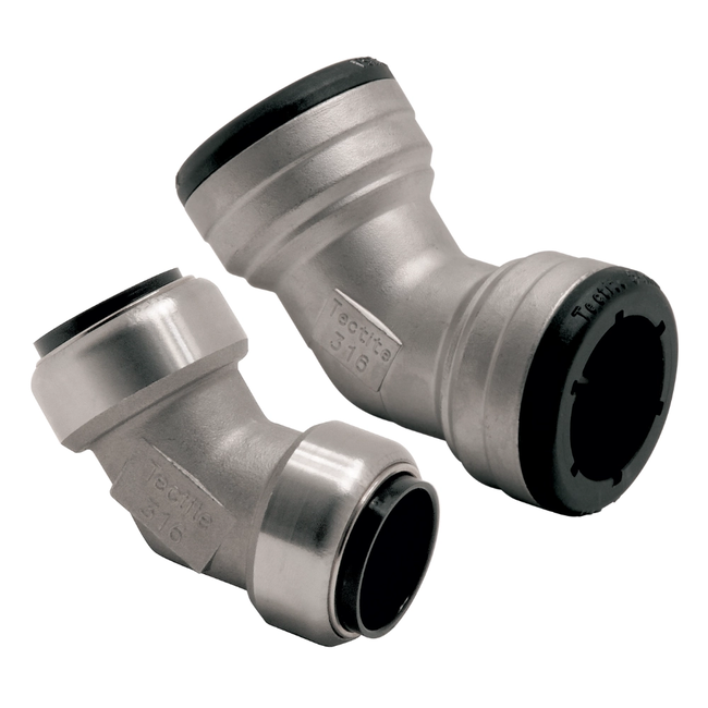 VSH Tectite - Cot 45° 2 x push – inox (DN12 – DN50)