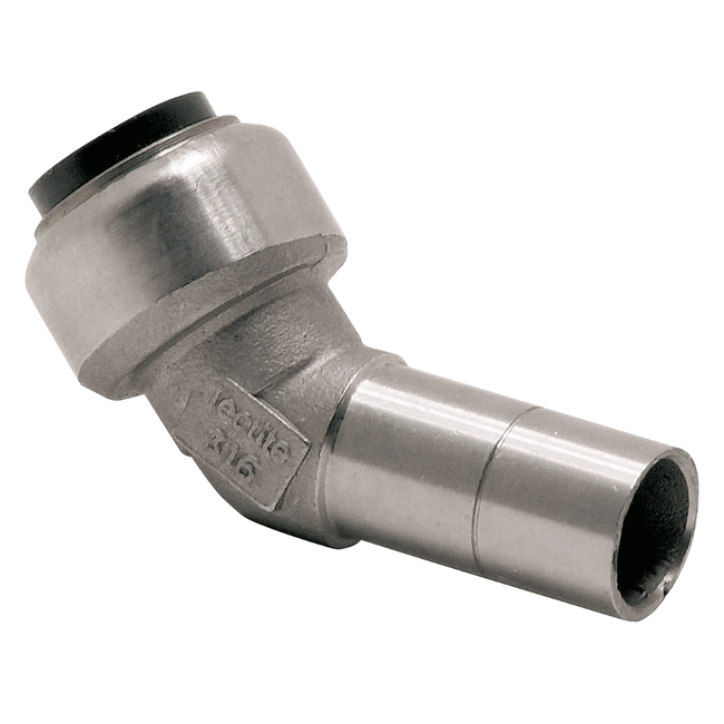 VSH Tectite - Cot 45° push x capăt drept – inox (DN12 – DN40)