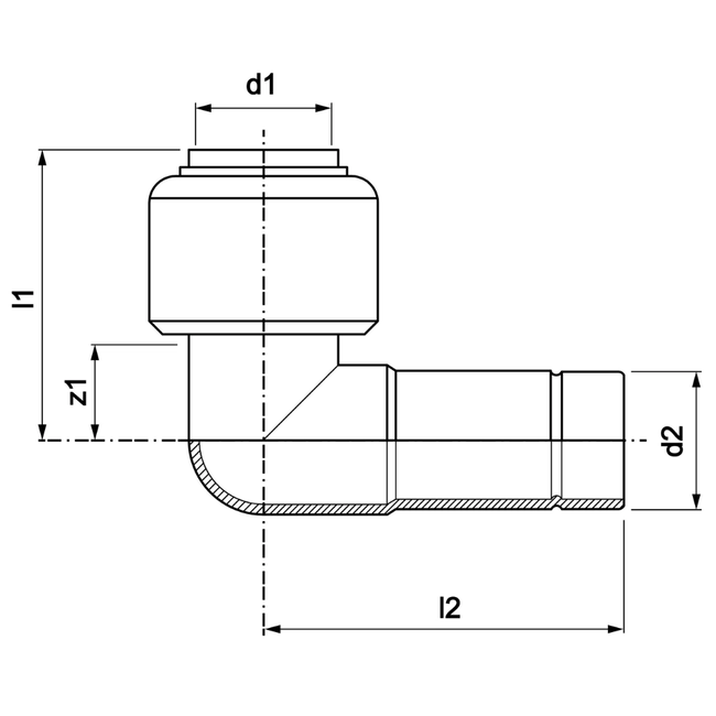 VSH Tectite - Cot 90° push x filet exterior (DN12–DN25)