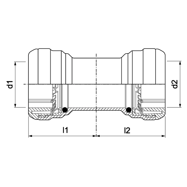 VSH Tectite - Mufă de alunecare 2 x push – bronz demontabil (DN32–DN50)