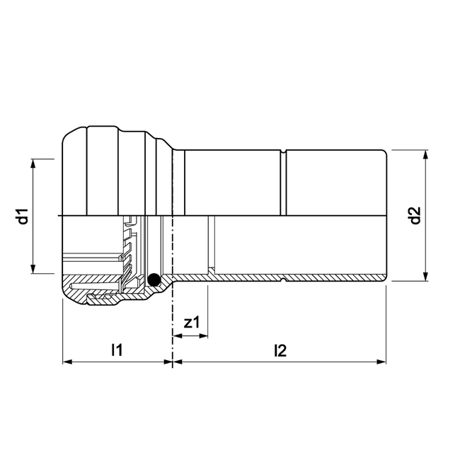 VSH Tectite - Mufă de reducție push x capăt țeavă (DN12 – DN50)