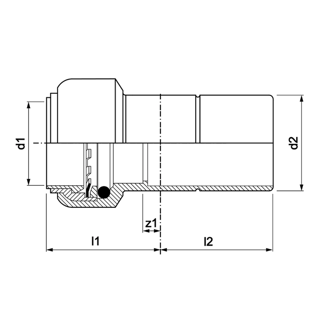 VSH Tectite - Niplu de reducere drept push x filet exterior DN32 (Ø35x28)