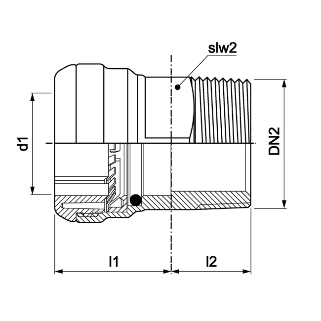 VSH Tectite - Niplu drept push x filet exterior (DN32–DN50)