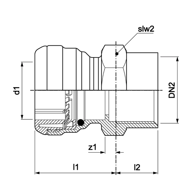 VSH Tectite - Racord drept push x filet interior (DN32–DN50)