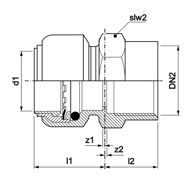 VSH Tectite - Racord drept push x filet interior (DN32–DN50)