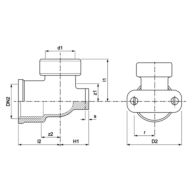 VSH Tectite Sprint - Placă perete 90° push x filet interior (12xG1/2" – 15xG1/2")