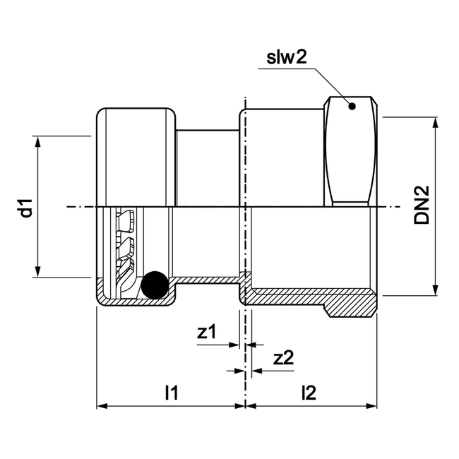 VSH Tectite Sprint - Racord drept push x filet interior (12xG1/2" – 28xG1")