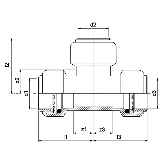 VSH Tectite - Teu 3 x push – inox (DN12 – DN50)