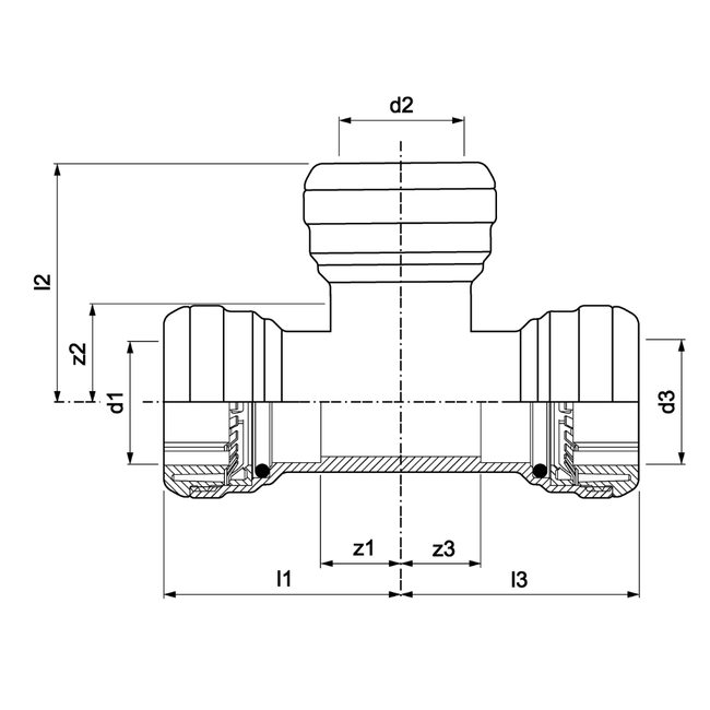 VSH Tectite - Teu 3 x push – inox (DN12 – DN50)