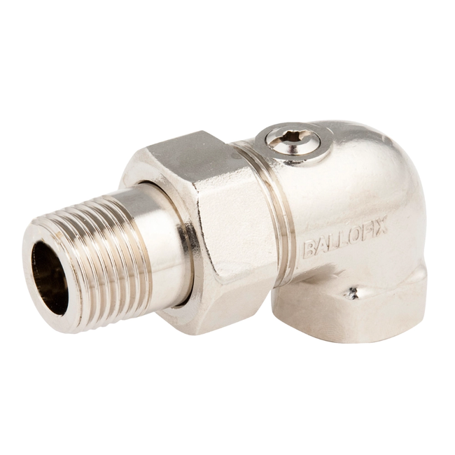 Broen Ballofix – Robinet cu bilă compact, racord radiator haotic (unghi 90°), R ½″ × G ½″, DN15