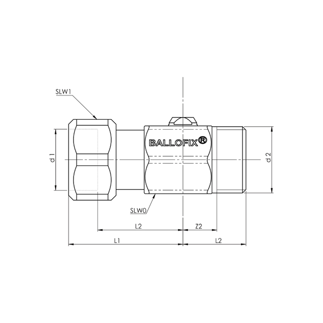 Broen - Robinet mini cu bilă 1 x piuliță olandeză x 1 x filet exterior – cromat