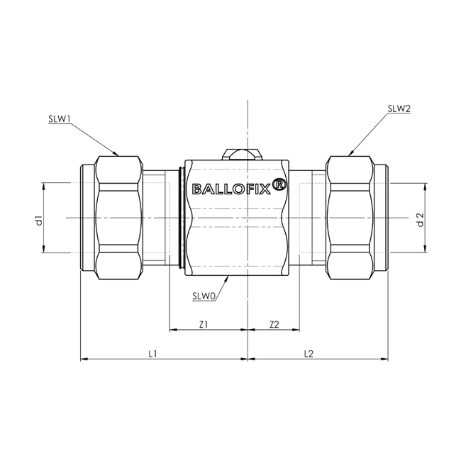 Broen - Robinet mini cu bilă 2 x compresiune – cromat (DN8–DN25)