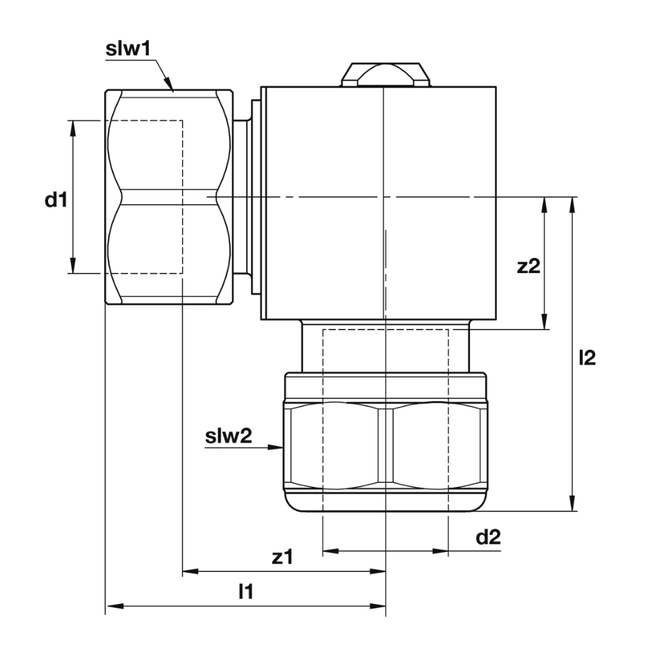 Broen - Robinet unghiular cu bilă, fără mâner (racord compresie x piuliță olandeză)