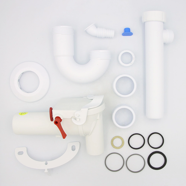 HAAS - Barieră anti-refulare DN 50, tip 5, cu sifon PP și racorduri multiple (1½", 1¼", ¾"–1")