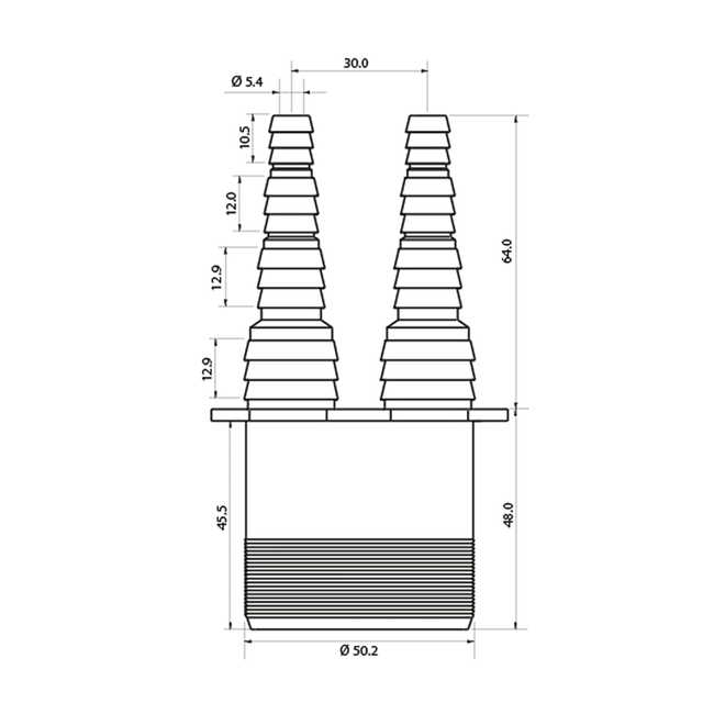 HAAS - Conector dublu furtun drept, Ø 8,3–20,5 mm, DN 50