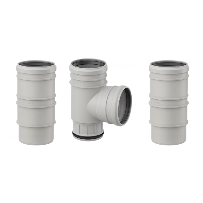 HAAS - Set ramificație T glisantă DN 110/110 cu 2 mufe lungi