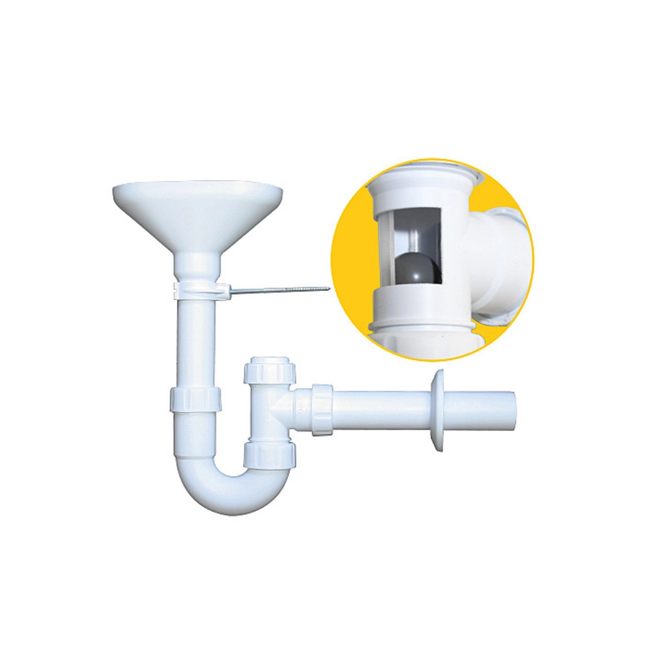 HAAS - Sifon pâlnie cu închidere prin bilă și orificiu de curățare, DN 40/50/56, din polipropilenă (PP)