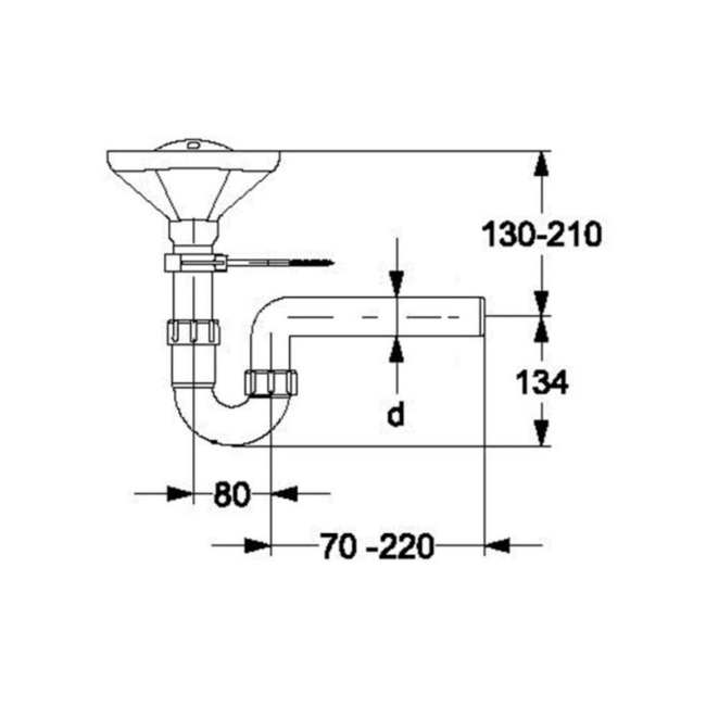 HAAS - Sifon pâlnie „Greta” 1½", DN 50, din polipropilenă reciclată, cu garnituri și consolă de perete