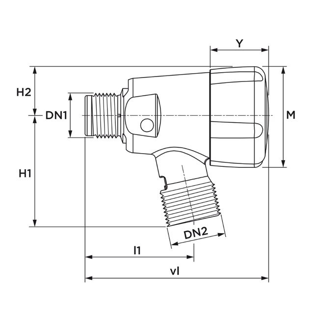 VSH - Robinet cu aerator Aquarius DA-EB, plastic, G1/2"xG3/4", PN10, max. 60°C, pentru apă potabilă