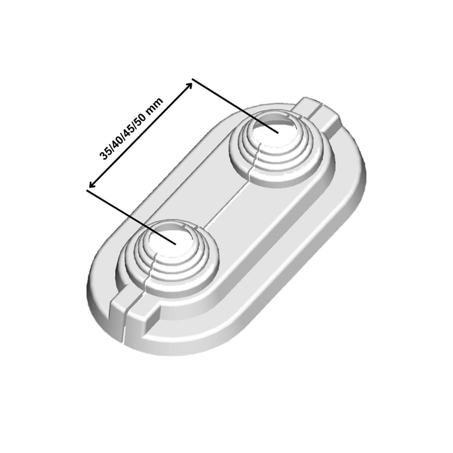 WINKLER TECHNIK – Rozetă dublă ajustabilă pentru două țevi, cu decupaj inelar și distanță 50 mm (50 buc)
