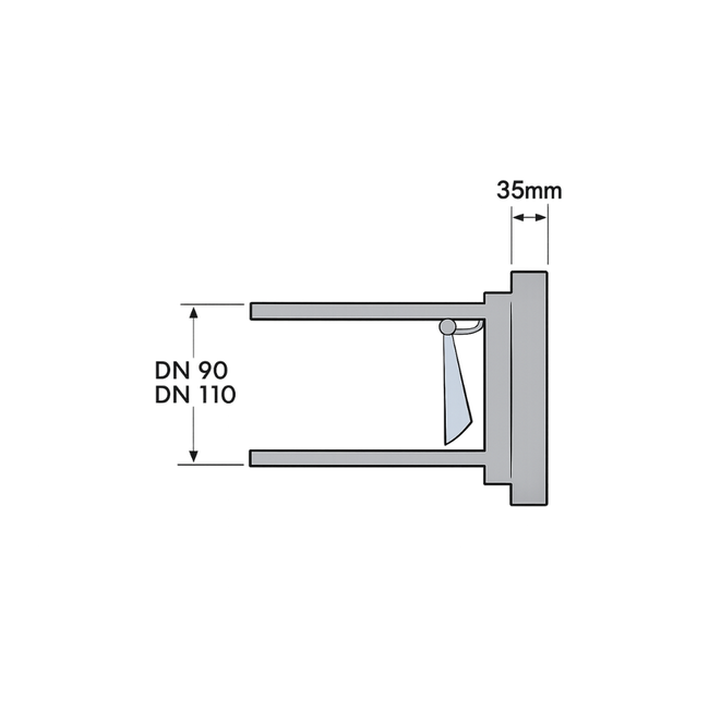 HAAS - Clapetă anti-retur / opritor corpuri străine pentru racord WC, sudabil, DN 110