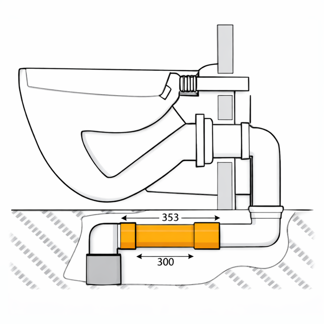 HAAS - Prelungitor drept pentru cot decalat și racord de WC compact VARIO, 300 mm