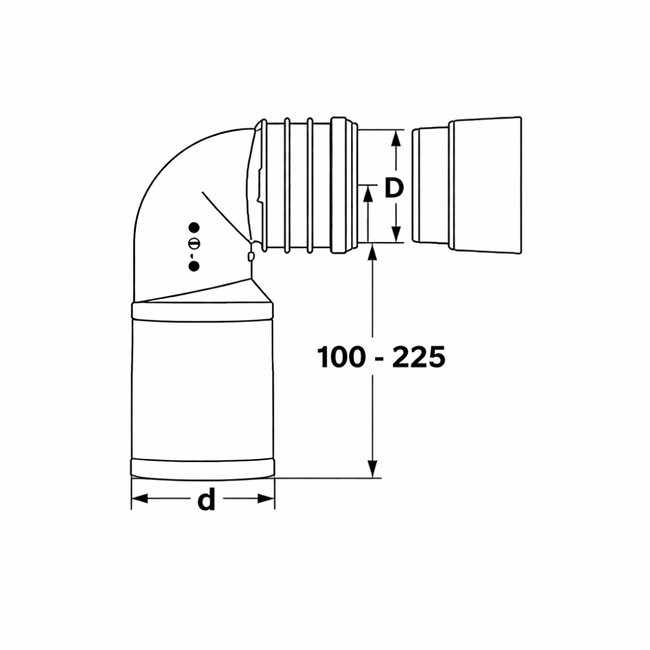 HAAS - Cot de racordare PE perete-perete 90°, dublu reglabil, cu protecție de șantier, DN 90/90