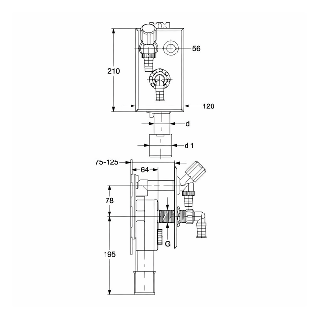 HAAS - Sifon încastrat OHA 4070 DN 40/50 pentru mașină de spălat, montaj vertical