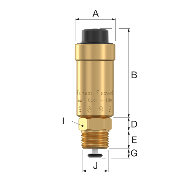 Flamco - Aerisitor automat Flexvent E R 1/2" (cu ventil de izolare)