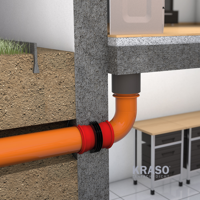 KRASO - Piesă de trecere etanșă prin perete Type B, pentru țevi KG/HT