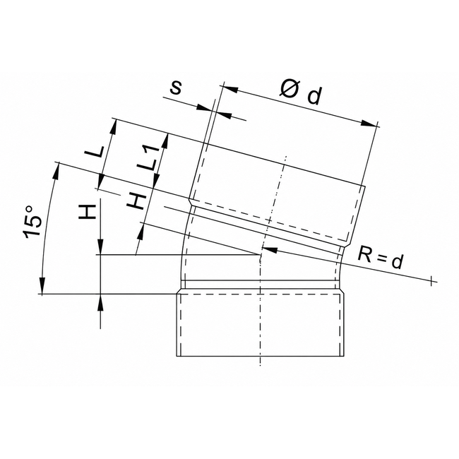 BECK - Cot de ventilație la 15° din PPs DN160