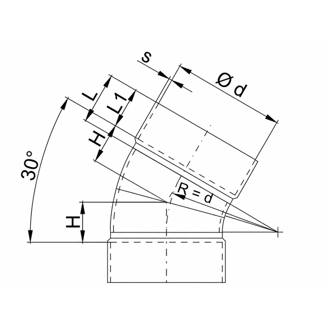 BECK - Cot de ventilație la 30° din PPs DN200