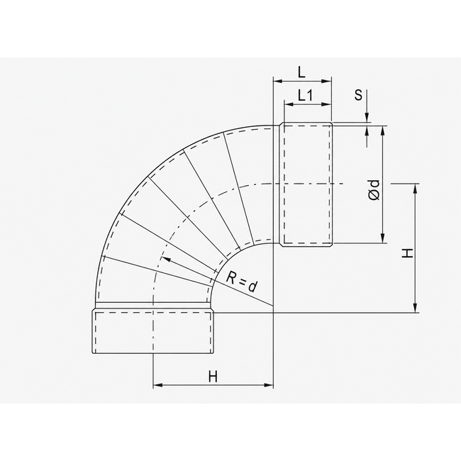 BECK - Cot de ventilație la 90° din PPs DN200