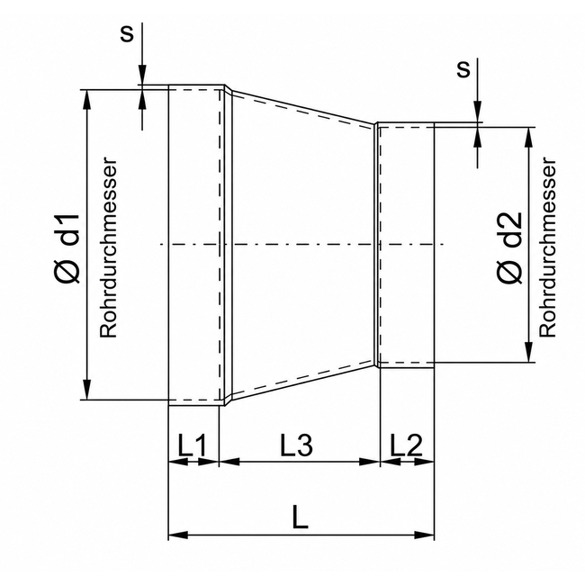 BECK - Reducție concentrică de ventilație din PPs DN200 – DN160