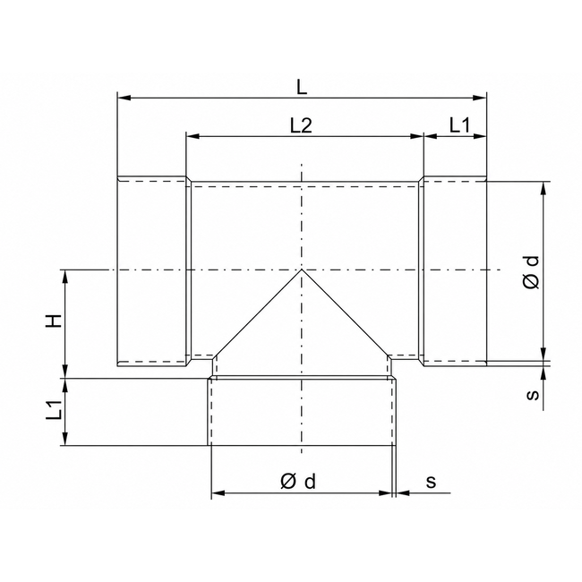 BECK - Teu egal de ventilație la 90° din PPs DN160