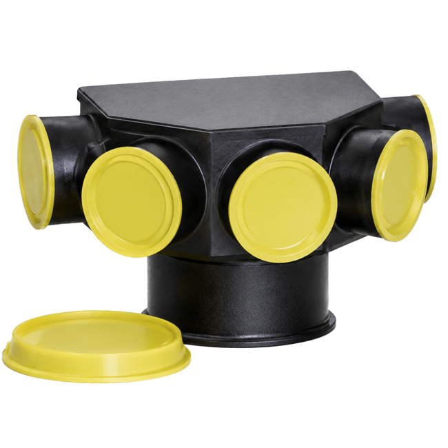 WERNIG - Plenum distribuitor unghiular pentru plafon beton DN 125, 5 x DN 75, L 60 mm