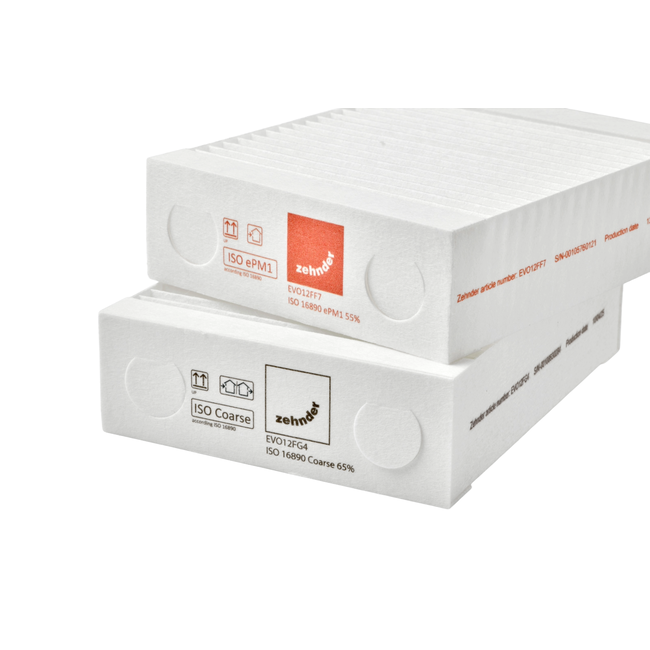 Zehnder set filtre ISO Coarse / ISO ePM1 pentru EVO 1 / EVO 2 – 2 bucăți, clasă G4/F7