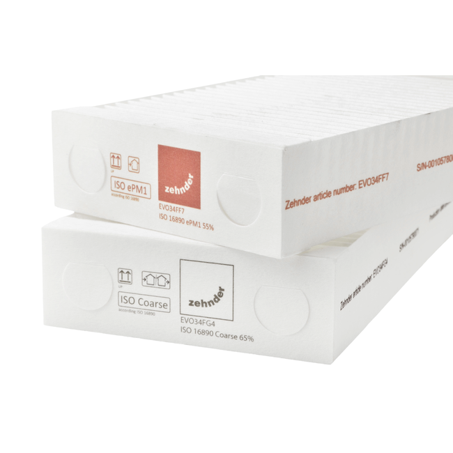 Zehnder set filtre ISO Coarse / ISO ePM1 pentru EVO 3 / EVO 4 – 2 bucăți, clasă G4/F7