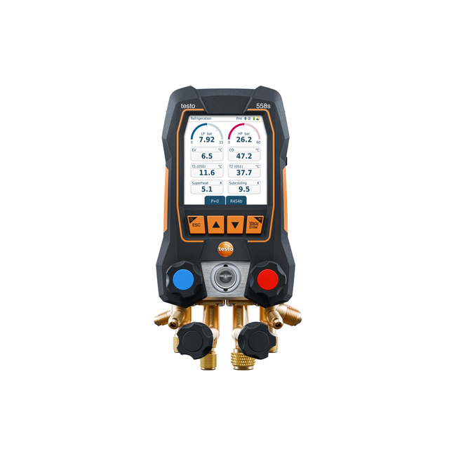 testo 558s Set Vacuum Smart cu furtunuri - Manifold digital inteligent cu sonde de temperatură și vacuum wireless și set de încărcare cu 4 furtunuri